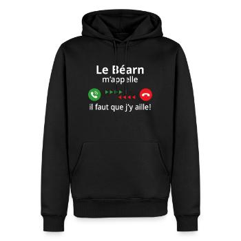 Le Béarn m'appelle Il faut que j’y aille ! - Sweat à capuche Premium bio Homme - noir - Devant - Nico (187cm)