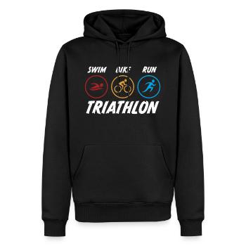 swim bike run triathlon - Männer Premium Bio Hoodie - Schwarz - Vorne - Nico (187cm)