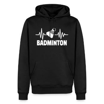 Badminton Sport Heartbeat Love - Sweat à capuche Premium bio Homme - noir - Devant - Nico (187cm)