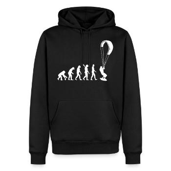 Kitesurfen - Evolution des Menschen, Darwin - Männer Premium Bio Hoodie - Schwarz - Vorne - Nico (187cm)