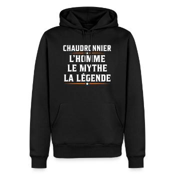 chaudronnier l'homme mythe mégende soudeur - Sweat à capuche Premium bio Homme - noir - Devant - Nico (187cm)