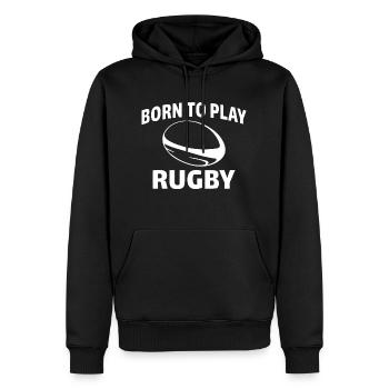 Born to play rugby - Männer Premium Bio Hoodie - Schwarz - Vorne - Nico (187cm)