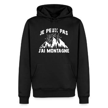 je peux pas j'ai montagne - Sweat à capuche Premium bio Homme - noir - Devant - Nico (187cm)