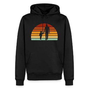 Vater und Sohn retro Geschenk Papa Sohn - Männer Premium Bio Hoodie - Schwarz - Vorne - Nico (187cm)