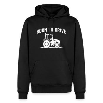 born to drive tractor - Sweat à capuche Premium bio Homme - noir - Devant - Nico (187cm)