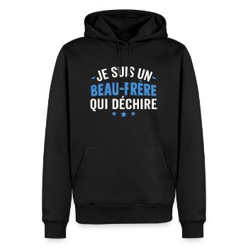 je suis un beau frère qui déchire - Sweat à capuche Premium bio Homme - noir - Devant - Nico (187cm)
