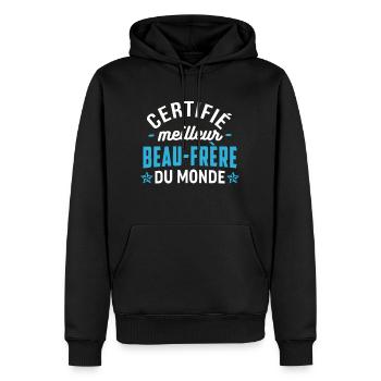 Certifié meilleur beau frère du monde - Sweat à capuche Premium bio Homme - noir - Devant - Nico (187cm)