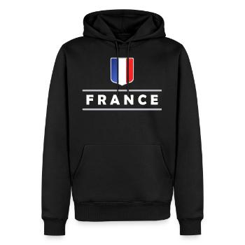 Francia - Felpa con cappuccio ecologica premium da uomo - nero - Fronte - Nico (187cm)