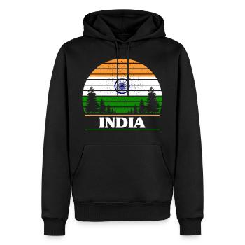 Indien - Männer Premium Bio Hoodie - Schwarz - Vorne - Nico (187cm)