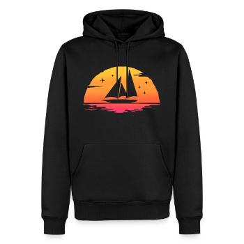 sunrise sailing captain sail t-shirt sailboat - Men’s Premium Organic Hoodie - black - Front - Nico (187cm)