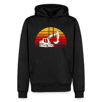 retro excavator t-shirt backhoe site - Men’s Premium Organic Hoodie - black - Front - Nico (187cm)