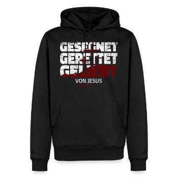 Gesegnet Gerettet Geliebt Von Jesus Christus Shirt - Männer Premium Bio Hoodie - Schwarz - Vorne - Nico (187cm)