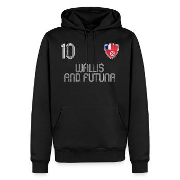 Équipe de football Valais et Futuna - Sweat à capuche Premium bio Homme - noir - Devant - Nico (187cm)