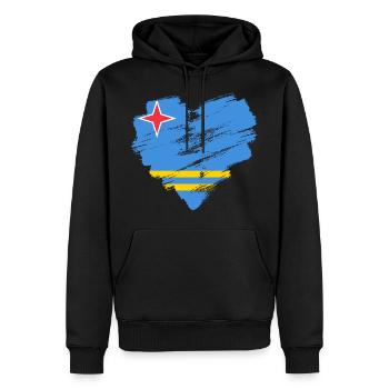 Aruba - Männer Premium Bio Hoodie - Schwarz - Vorne - Nico (187cm)