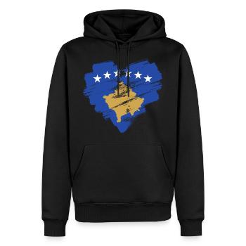 Kosovo - Männer Premium Bio Hoodie - Schwarz - Vorne - Nico (187cm)