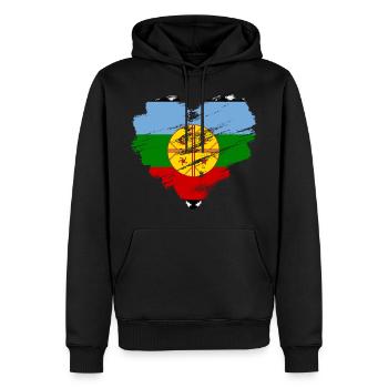 Mapuche - Männer Premium Bio Hoodie - Schwarz - Vorne - Nico (187cm)