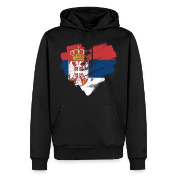 Serbie - Sweat à capuche Premium bio Homme - noir - Devant - Nico (187cm)