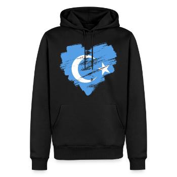 Ouïghours - Sweat à capuche Premium bio Homme - noir - Devant - Nico (187cm)