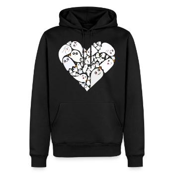 Geister Herz Süß Halloween - Männer Premium Bio Hoodie - Schwarz - Vorne - Nico (187cm)