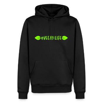 Hashtag Veganlife avec laisse une vie végétalienne - Sweat à capuche Premium bio Homme - noir - Devant - Nico (187cm)