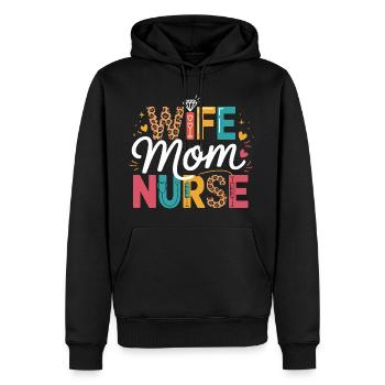 Wife Mom Nurse Leopard - Männer Premium Bio Hoodie - Schwarz - Vorne - Nico (187cm)