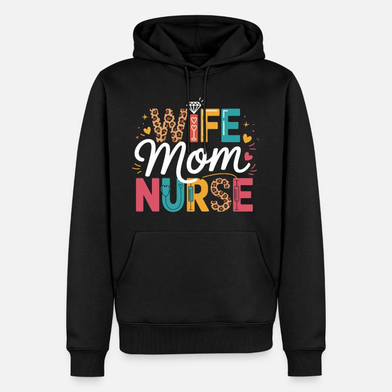 Épouse Maman Infirmière Léopard - Sweat à capuche Premium bio Homme - noir