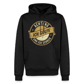 Achtung ich golfe und ich schreie - Männer Premium Bio Hoodie - Schwarz - Vorne - Nico (187cm)