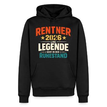 Cadeau d’adieu pour la retraite Légende 2026 - Sweat à capuche Premium bio Homme - noir - Devant - Nico (187cm)