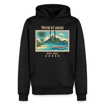 Polynesien Bora Bora Vintage Reisemarke - Männer Premium Bio Hoodie - Schwarz - Vorne - Nico (187cm)