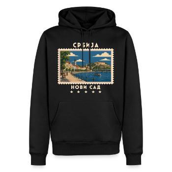 Serbien Novi Sad Vintage Reisemarke - Männer Premium Bio Hoodie - Schwarz - Vorne - Nico (187cm)