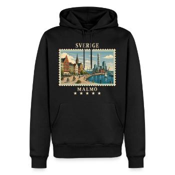Schweden Malmö Vintage Reisemarke - Männer Premium Bio Hoodie - Schwarz - Vorne - Nico (187cm)