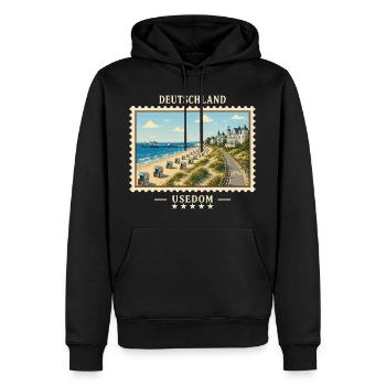 Deutschland Usedom Vintage Reisemarke - Männer Premium Bio Hoodie - Schwarz - Vorne - Nico (187cm)