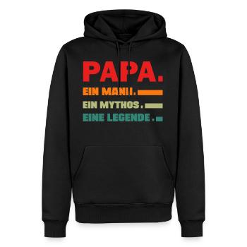 Papa ein Mann eine Legende lustige Vater Sprüche - Männer Premium Bio Hoodie - Schwarz - Vorne - Nico (187cm)