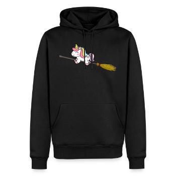 Licorne sorcière créature mythique mystique - Sweat à capuche Premium bio Homme - noir - Devant - Nico (187cm)