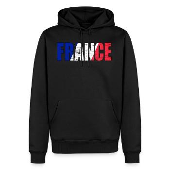 France - drapeau France football - Sweat à capuche Premium bio Homme - noir - Devant - Nico (187cm)