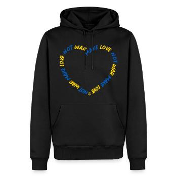 Faire l’amour Pas de guerre Paix Ukraine - Sweat à capuche Premium bio Homme - noir - Devant - Nico (187cm)