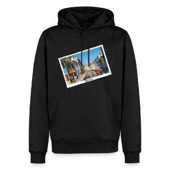 Burano, Venezia, Italie - Sweat à capuche Premium bio Homme - noir - Devant - Nico (187cm)