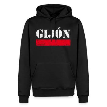 Gijón Vintage - Sweat à capuche Premium bio Homme - noir - Devant - Nico (187cm)