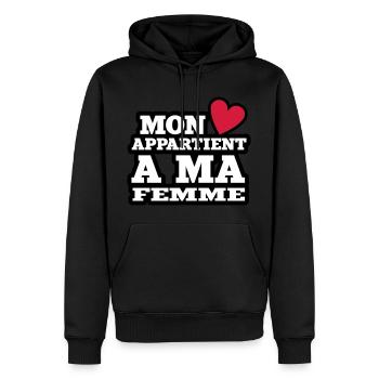 mon coeur appartient à ma femme - Sweat à capuche Premium bio Homme - noir - Devant - Nico (187cm)