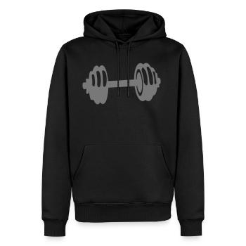 gewicht haltere cross Krafttraining - Männer Premium Bio Hoodie - Schwarz - Vorne - Nico (187cm)