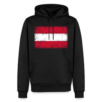 Österreich Flagge - Männer Premium Bio Hoodie - Schwarz - Vorne - Nico (187cm)