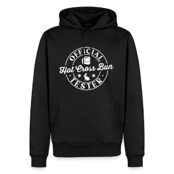 Offizieller Hot Cross Brötchen-Tester - Männer Premium Bio Hoodie - Schwarz - Vorne - Nico (187cm)