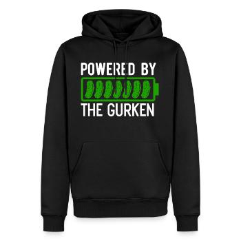 Powered by the Gurken eine Batterie mit Gurken - Männer Premium Bio Hoodie - Schwarz - Vorne - Nico (187cm)