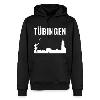 Tübingen Skyline City - Men’s Premium Organic Hoodie - black - Front - Nico (187cm)