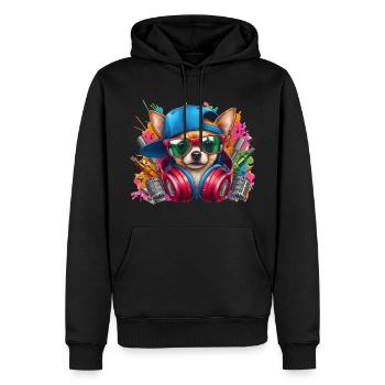 CHIHUAHUA PORTANT DES LUNETTES DE SOLEIL - Sweat à capuche Premium bio Homme - noir - Devant - Nico (187cm)