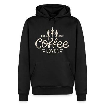Amateur de café retro vintage aesthetic - Sweat à capuche Premium bio Homme - noir - Devant - Nico (187cm)