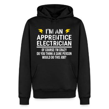 Funny Apprentice Electrician Co-Worker T-Shirt - Men’s Premium Organic Hoodie - black - Front - Nico (187cm)