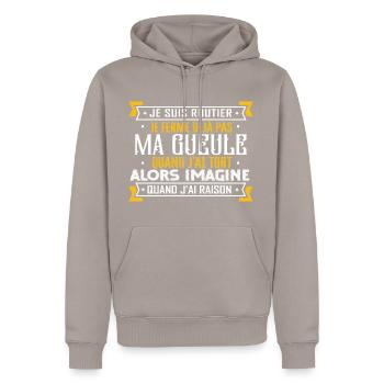 Chauffeur poids lourd | Je suis routier ... - Sweat à capuche Premium bio Homme - taupe - Devant - Nico (187cm)