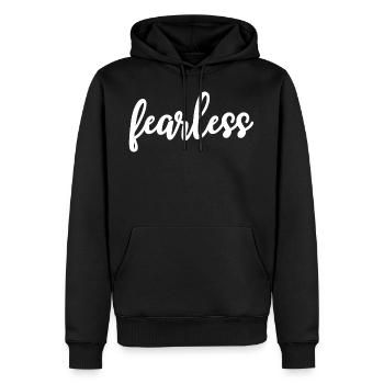 fearless Calligraphie Motivation - Sweat à capuche Premium bio Homme - noir - Devant - Nico (187cm)
