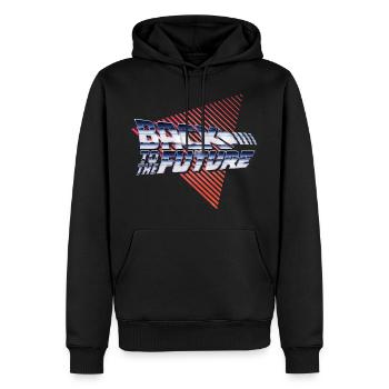 Zurück In Die Zukunft Silber Retro Logo - Männer Premium Bio Hoodie - Schwarz - Vorne - Nico (187cm)